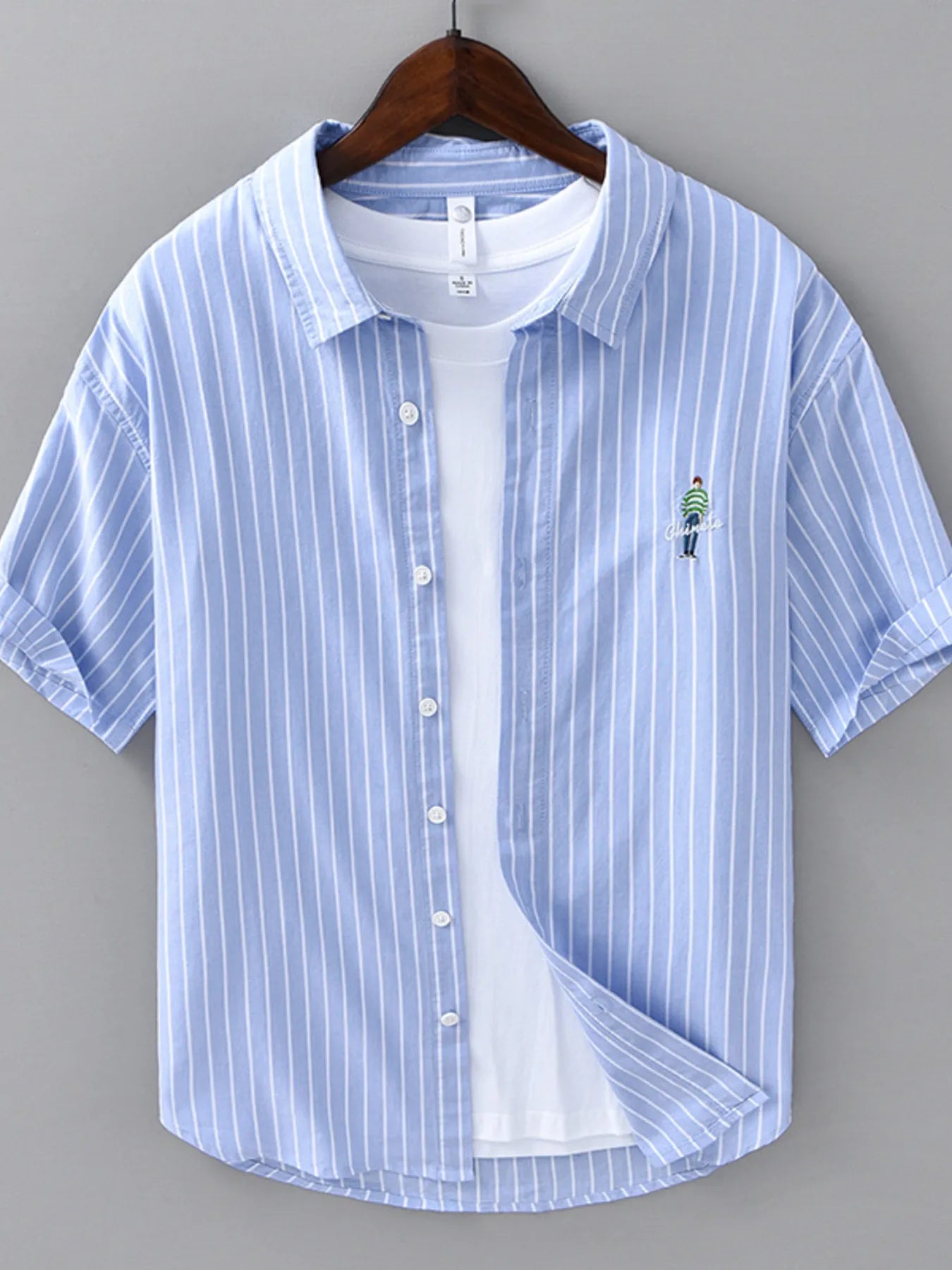Men's Plus Size Striped Button Up Long Sleeve Shirt - Farnelli