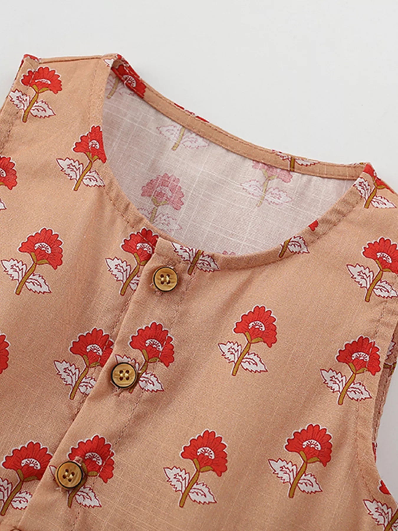 Children's Floral Print Sleeveless Ruffle Dress - Farnelli