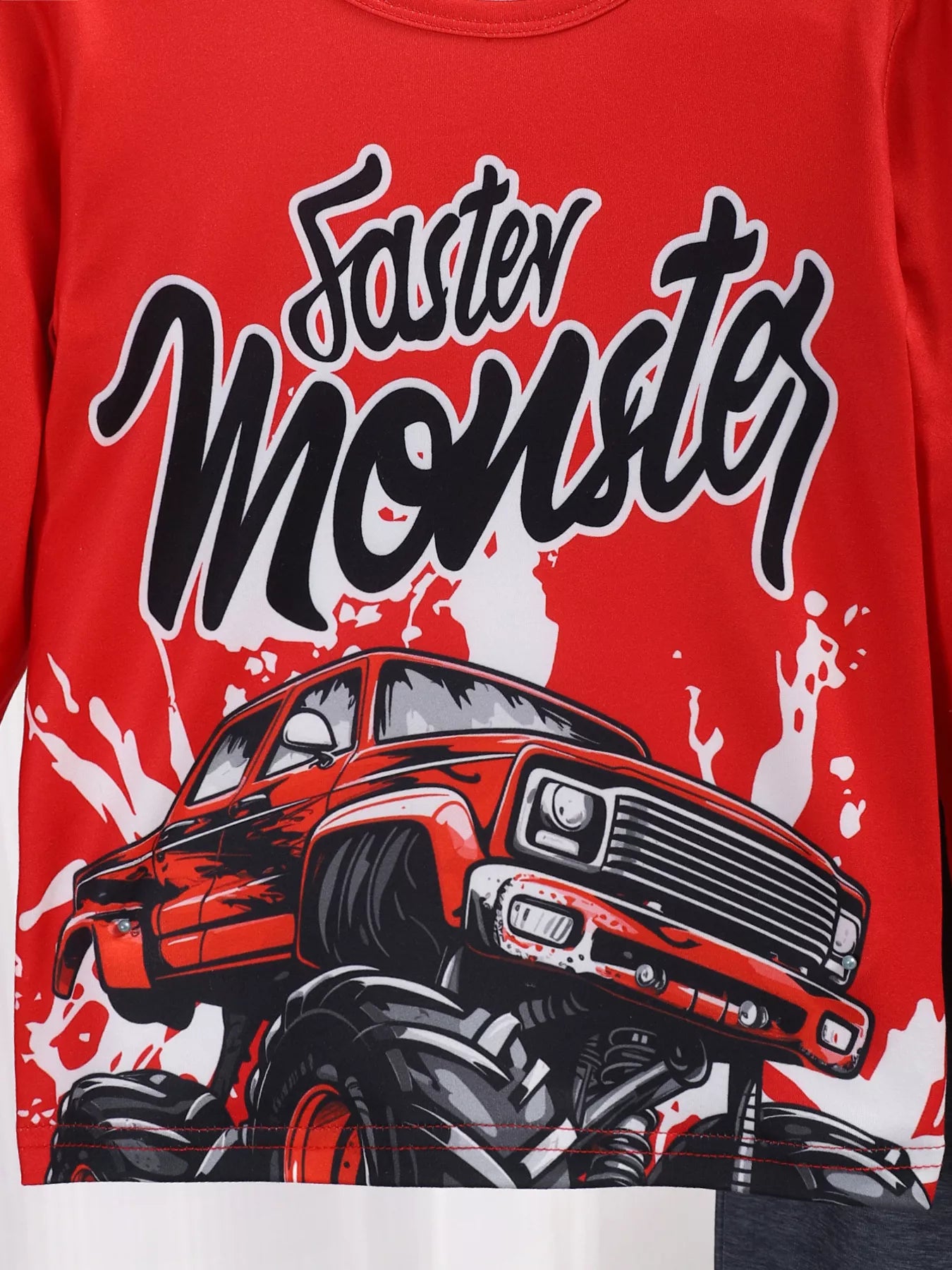 Children's Graphic Round Neck Top and Pants Set - Farnelli