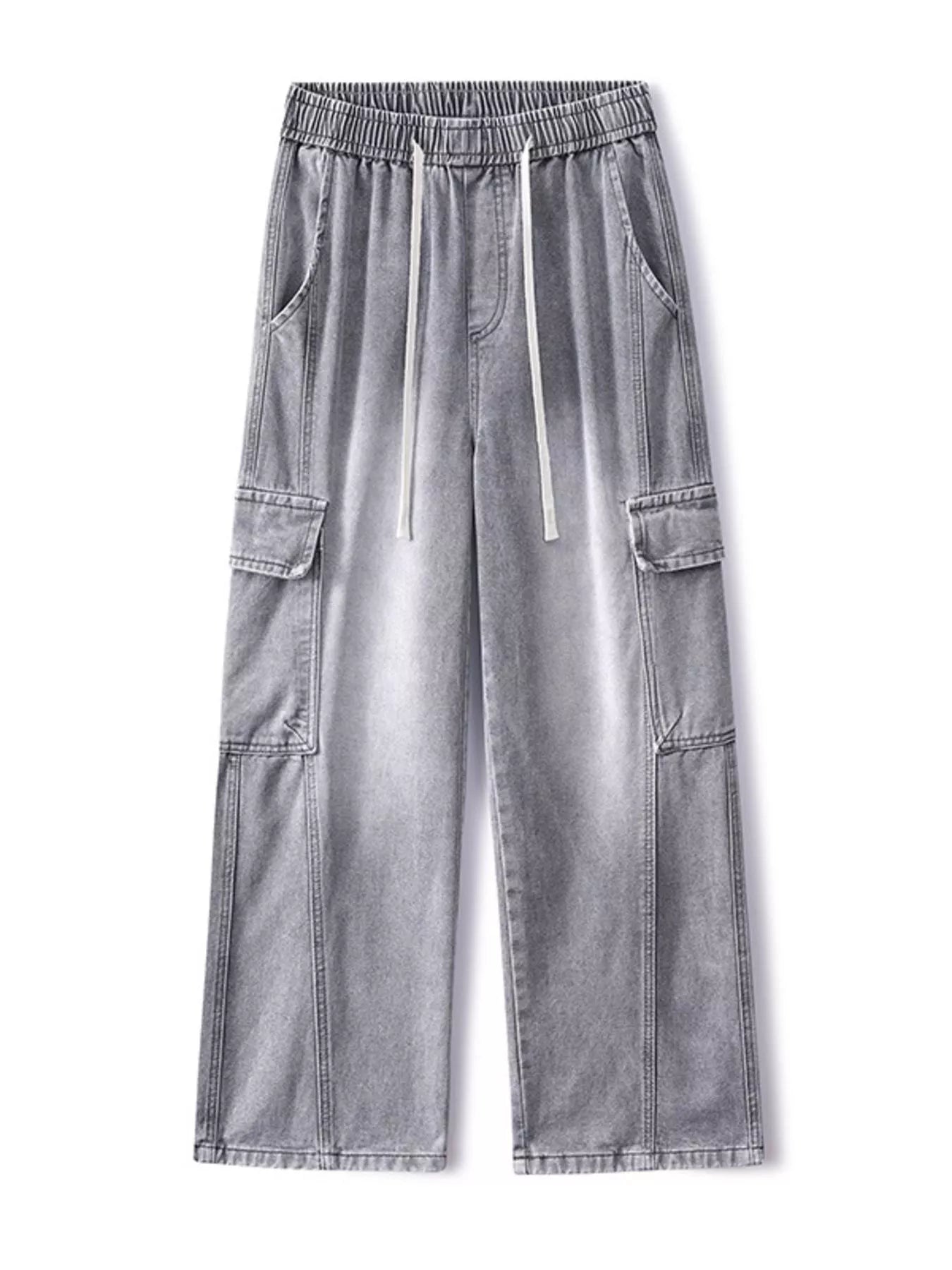 Men's Plus Size Wash Wide Leg Cargo Jeans - Farnelli