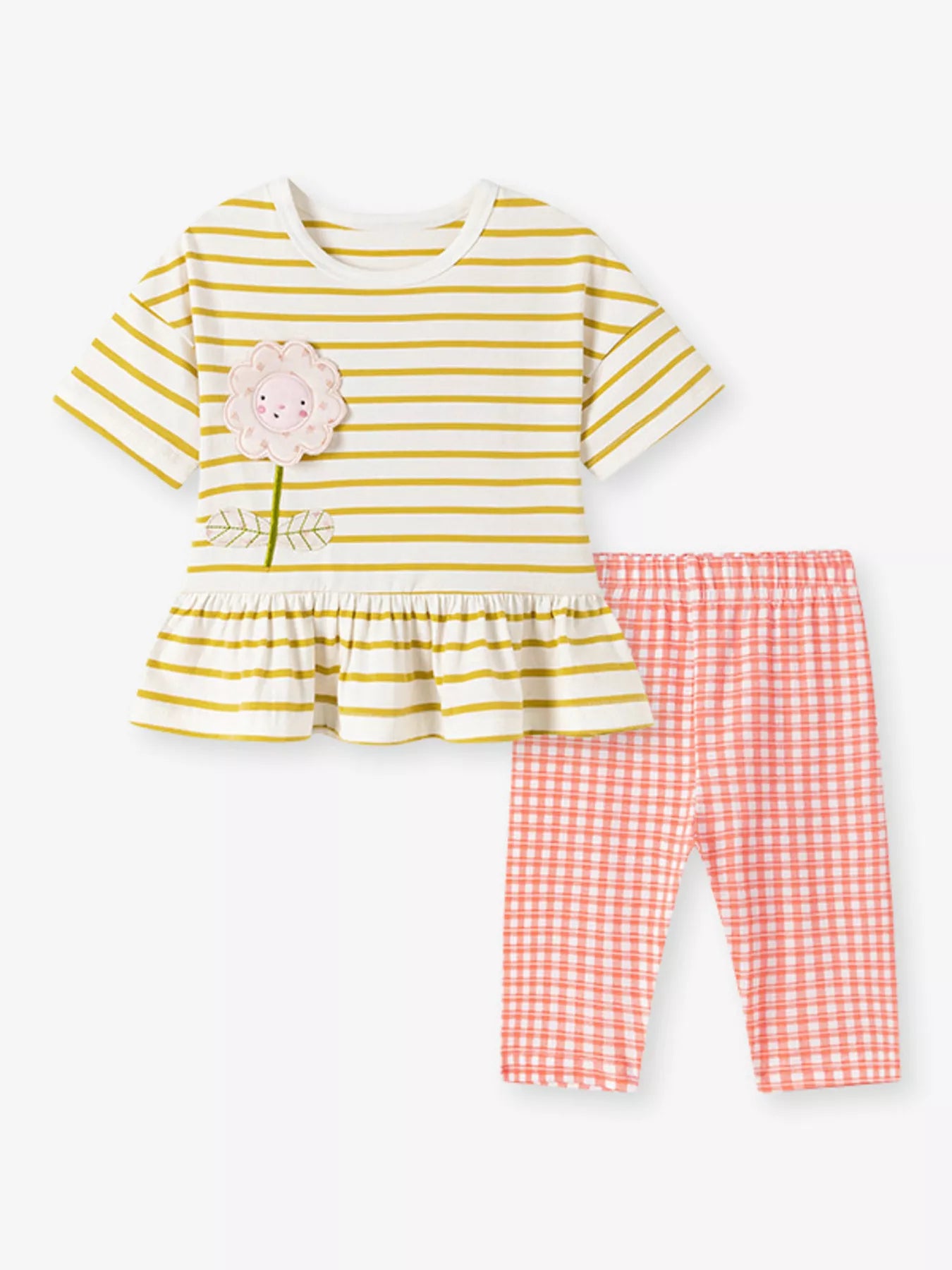 Children's Striped Top & Gingham Capri Set - Farnelli