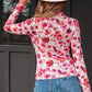Rosalie Floral Long Sleeve Slim Fit Mesh Top - Farnelli