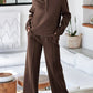 Collared Sweatshirt and High Waist Pants Active Set - Farnelli