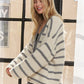 ADORA Horizontally Striped Button Up Cardigan - Farnelli