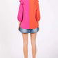 GeeGee Full Size Ruffle Trim Contrast Blouse - Farnelli