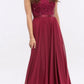 CLEARANCE - Eureka 3611 Lace Illusion Bodice Bateau Neck A-line Long Dress (Size L)
