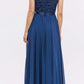 CLEARANCE - Eureka 3611 Lace Illusion Bodice Bateau Neck A-line Long Dress (Size L)