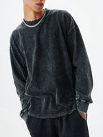 Men's Washed Round Neck Dropped Shoulder Sweatshirt - Farnelli