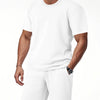 Men's Full Size Textured Round Neck Top and Shorts Set Plus SIze - White