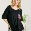 ADORA Sequin US Flag Pocketed Top - Black