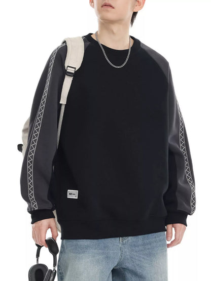 Men's Plus Size Contrast Raglan Sleeve Casual Sweatshirt - Farnelli