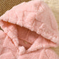 Children's Heart Pattern Fuzzy Hooded Outerwear - Farnelli