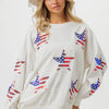 BiBi American Flag Sequin Star Sweatshirt - OFF WHITE