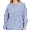 Zenana Full Size Acid Washed Double Ribbed Hi-low Sweatshirt Plus Size - MARLIN