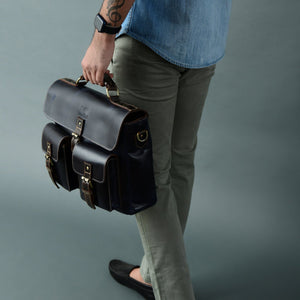 Classy Leather Bags Panther laptop messenger bag with adjustable strap, leather exterior, and multiple compartments for daily use.