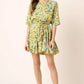 Mittoshop Floral Tie Waist Half Sleeve Mini Dress - Farnelli