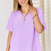 Zenana Texture Short Sleeve T-Shirt - Bright Lavender