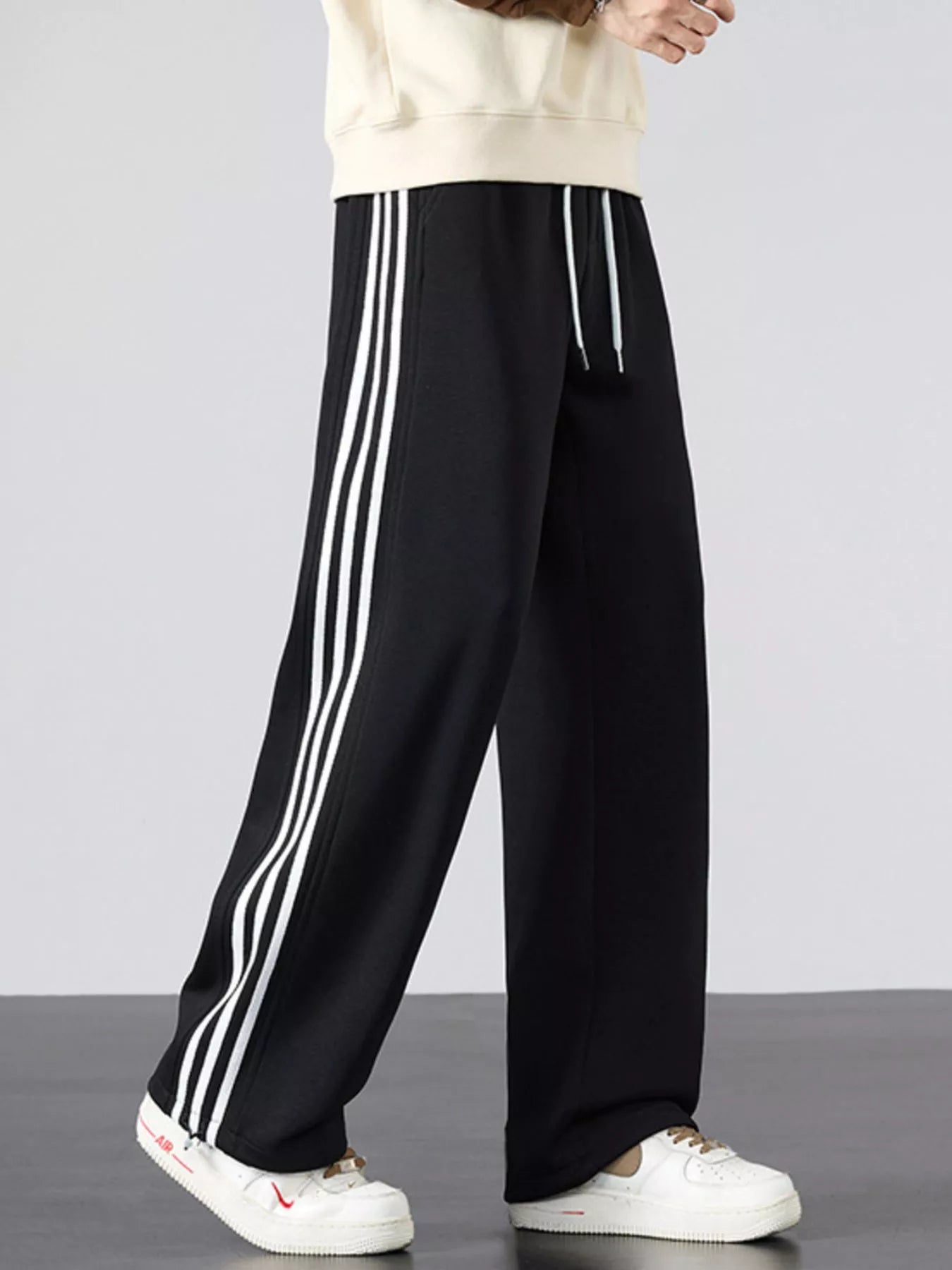 Men's Plus Size Casual Striped Wide Leg Sweatpants - Farnelli