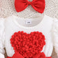 Children's Heart Bowknot Decor Dress with Headband - Farnelli
