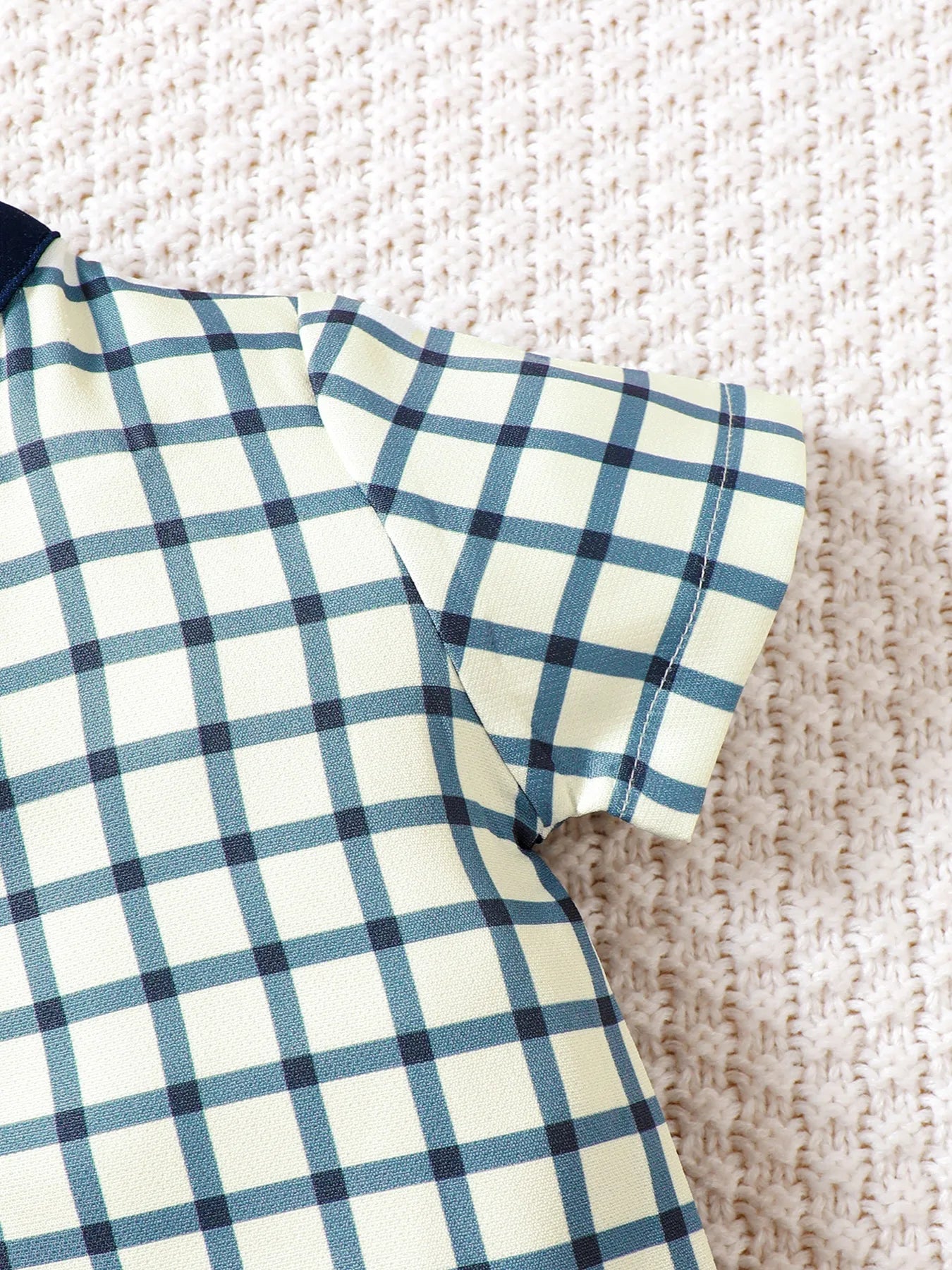 Children's Hat Dinosaur Plaid Button Up Top and Shorts 3-Piece Set - Farnelli