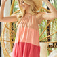 BiBi Rayon Span Jersey Color Block Tiered Halter Neck Cami - Farnelli