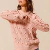 SO ME Pom Pom Textured Knit Sweater Top - BLUSH