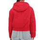 Studded Light Demi-Season Hooded Cropped Jacket in Red