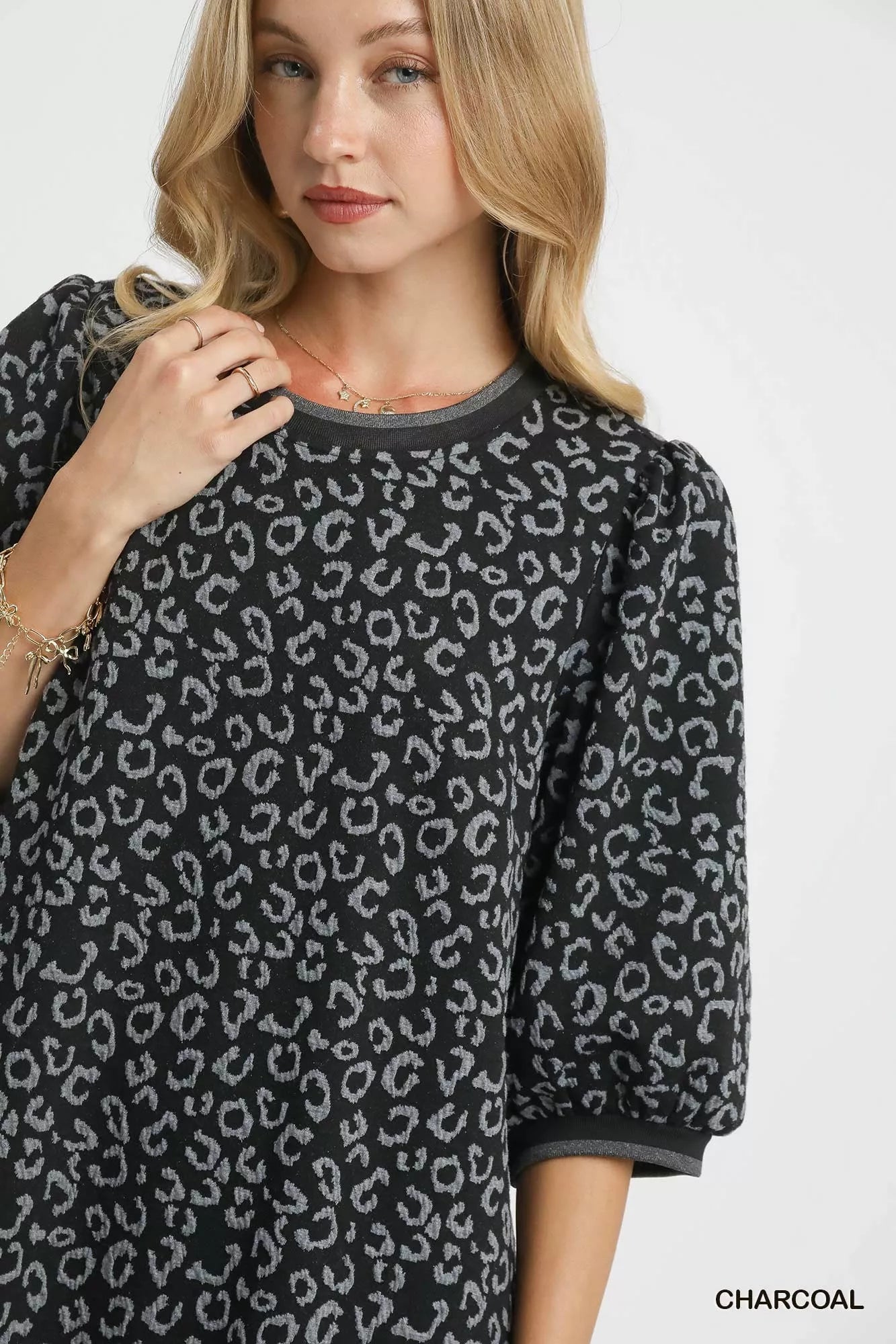 Umgee Leopard Print Jacquard Mini Dress - Farnelli