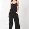 VERY J Pintuck Detail Woven Sleeveless Jumpsuit - BLACK