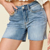 Judy Blue Full Size High Waist Raw Hem Denim Shorts - Medium