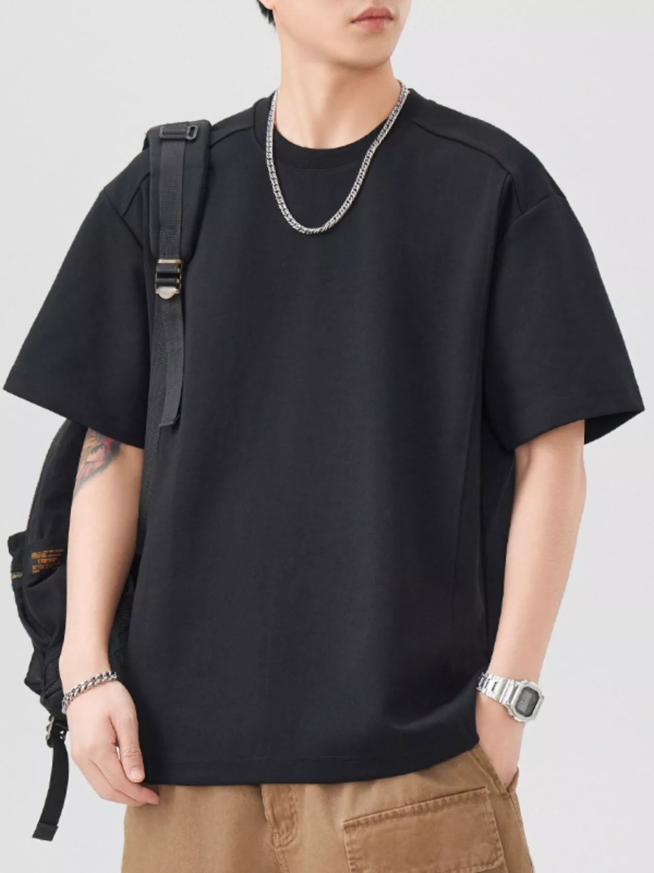 Men's Plus Size Round Neck Short Sleeve T-Shirt - Farnelli