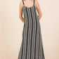 GeeGee Plus Size Striped Scoop Neck Beaded Strap Maxi Cami Dress - Farnelli
