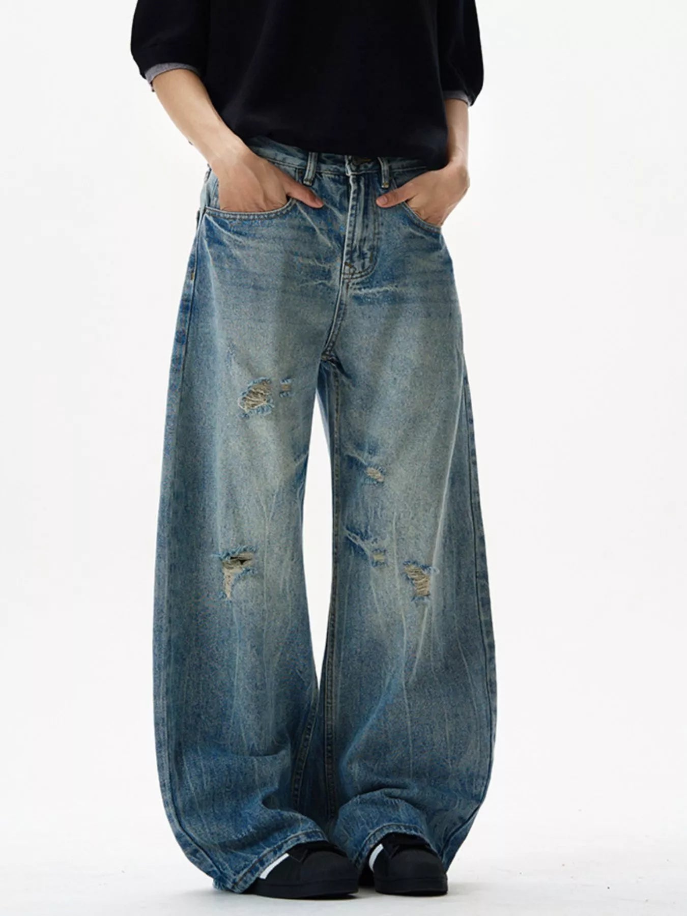 Men's Distressed Loose Fit Jeans - Farnelli