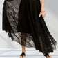 ADORA Elastic Waist Raw Hem Lace Maxi Skirt - Farnelli