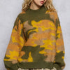 POL Mock Neck Abstract Colorblock Pattern Sweater - OLIVE MULTI