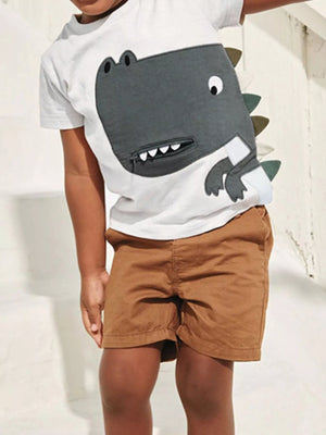 Children's Dinosaur Applique Short Sleeve T-Shirt - Farnelli