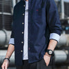 Men's Plus Size Button-Down Casual Shirt - Navy
