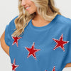 BiBi Fourth Of July Terry T-Shirt - DENIM/RED