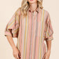 Mittoshop Striped Bubble Sleeve Button Down Shirt - Farnelli
