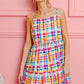 BiBi Multi Colors Plaid Sleeveless Sun Dress - Farnelli