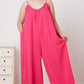 Double Take Full Size Ruffle Trim Tie Back Cami Jumpsuit with Pockets - Farnelli