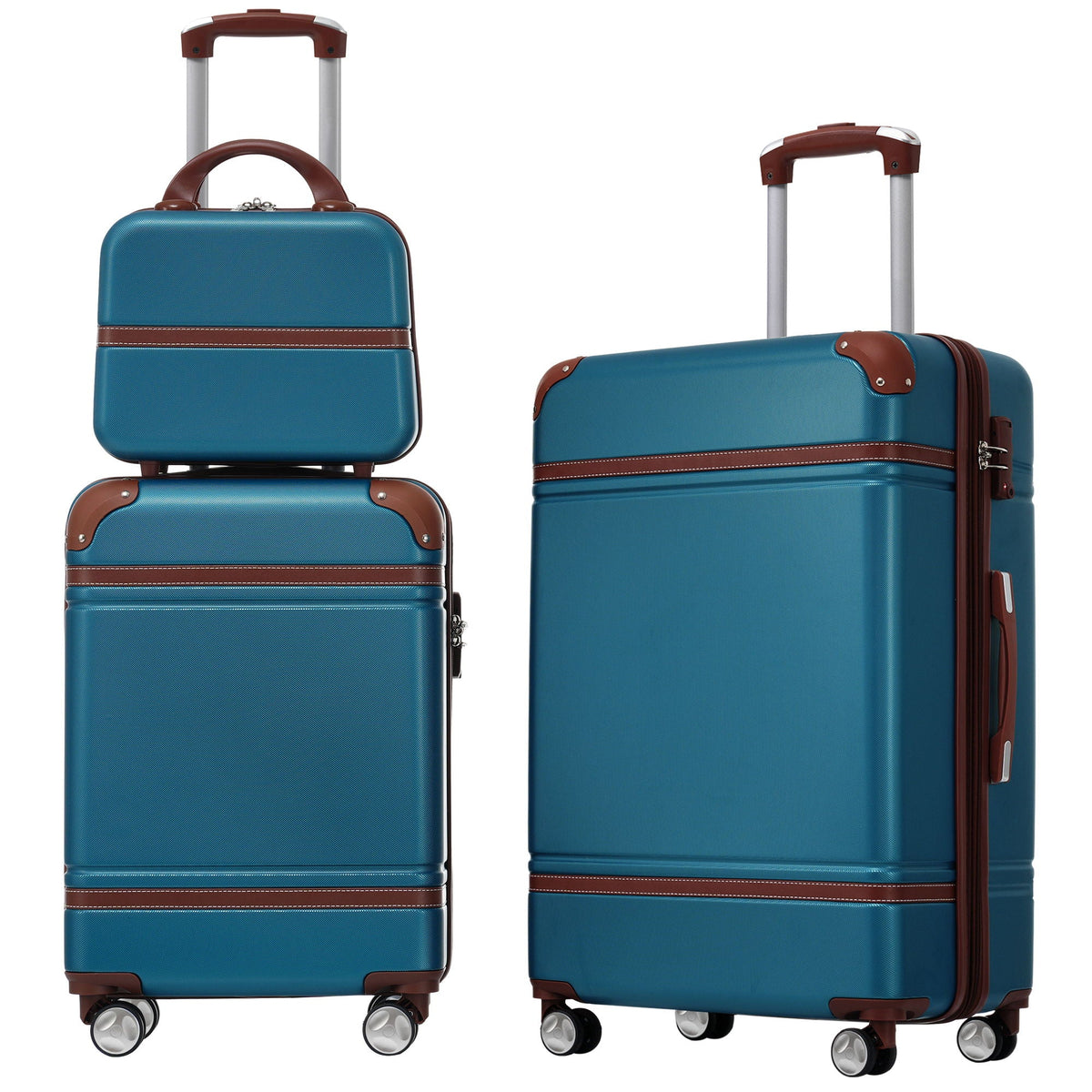 HouseOfZazla white 3-piece hardshell luggage set with TSA locks
