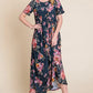 BOMBOM Floral Short Sleeve Maxi Dress - Farnelli