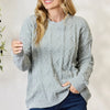 BiBi Cable Knit Round Neck Sweater - Dust Sage