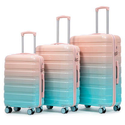 HouseOfZazla gradient color hard case luggage 3-piece set with spinner wheels