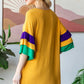 Heimish Full Size Round Neck Color Block Ruffled Half Sleeve Top Plus Size - Farnelli