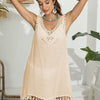 Tassel Scoop Neck Wide Strap Cover-Up - Tan