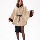 Genuine Mink Fur Double Face Wool Hooded Poncho