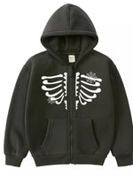 Children's Halloween Skeleton Zip-Up Hoodie - Farnelli