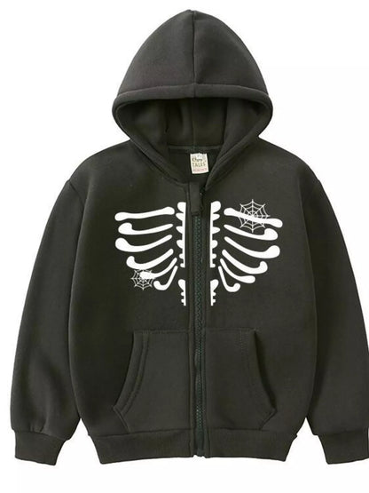 Children's Halloween Skeleton Zip-Up Hoodie - Farnelli